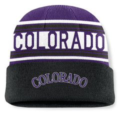 Colorado Rockies Fundamental Team Stripe Cuffed Knit Hat Black