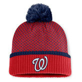 Washington Nationals Women's Fundamental Jacquard Cuffed Knit Hat with Pom Red