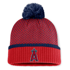 Los Angeles Angels Women's Fundamental Jacquard Cuffed Knit Hat with Pom Red