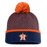 Houston Astros Women's Fundamental Jacquard Cuffed Knit Hat with Pom Navy