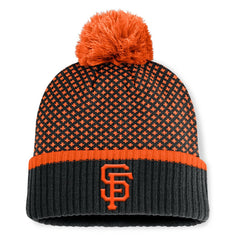 San Francisco Giants Women's Fundamental Jacquard Cuffed Knit Hat with Pom Black