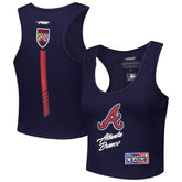 Atlanta Braves Pro Standard Women's Fast Lane Fitted Tri-Blend Cropped Tank Top Navy