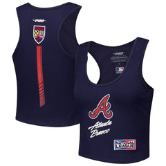 Atlanta Braves Pro Standard Women's Fast Lane Fitted Tri-Blend Cropped Tank Top Navy