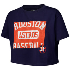 Houston Astros Pro Standard Women's Made To Play Boxy Cropped T-Shirt Navy