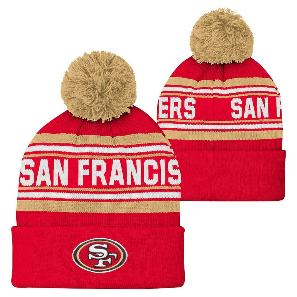 San Francisco 49ers Youth Jacquard Cuffed Knit Hat with Pom - Scarlet online