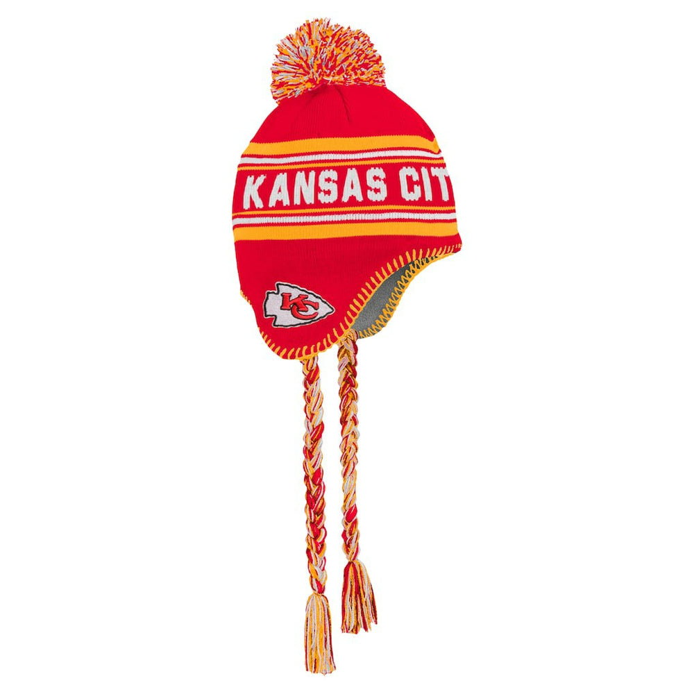 Kansas City Chiefs Youth Jacquard Tassel Knit Hat with Pom - Red on sale