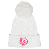 Cincinnati Bengals Girls Youth Cable Cuffed Knit Hat with Pom - White cheap