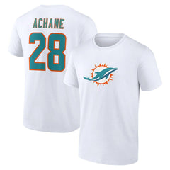 De’Von Achane Miami Dolphins Icon Player Name & Number T-Shirt - White outlet