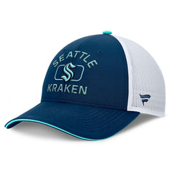 Seattle Kraken Fanatics Authentic Pro Rink Trucker Hat - Deep Sea Blue/White Hats
