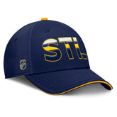 St. Louis Blues Fanatics Authentic Pro Rink Team Code Flex Hat - Navy/Gold Hats