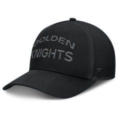 Vegas Golden Knights Fanatics Authentic Pro Road Stack Text A-Frame Adjustable Hat - Black Hats