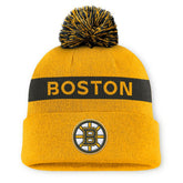 Boston Bruins Fanatics Women's Authentic Pro Rink Cuffed Knit Hat with Pom - Gold/Black Hats