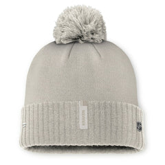 Seattle Kraken Fanatics Women's Authentic Pro Road Cuffed Knit Hat with Pom - Tan Hats