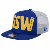 Golden State Warriors Puff Print Team Code A-Frame 9FIFTY Trucker Snapback Hat sale - Royal discount