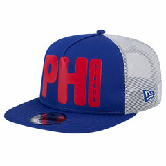 Philadelphia 76ers Puff Print Team Code A-Frame 9FIFTY Trucker Snapback Hat - Royal outlet