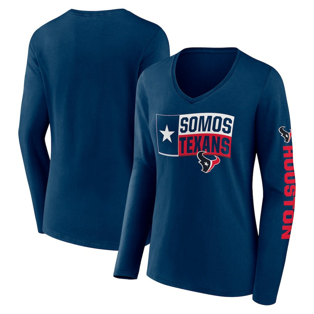 Houston Texans Hometown Sweep Long Sleeve V-Neck T-Shirt - Navy outlet
