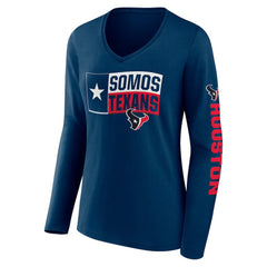Houston Texans Hometown Sweep Long Sleeve V-Neck T-Shirt - Navy outlet