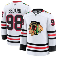 Connor Bedard Chicago Blackhawks Fanatics Away Premium Jersey - White Jerseys