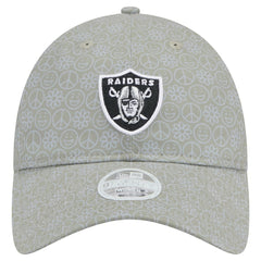 Las Vegas Raiders New Era Women's Smiley 9TWENTY Adjustable Hat - Silver for sale