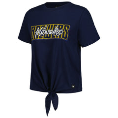 Milwaukee Brewers The Wild Collective Women's Twist Front T-Shirt Navy