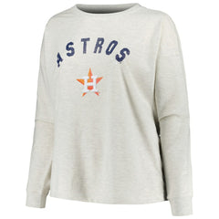 Houston Astros Profile Women's Plus Size French Terry Pullover Sweatshirt Oatmeal