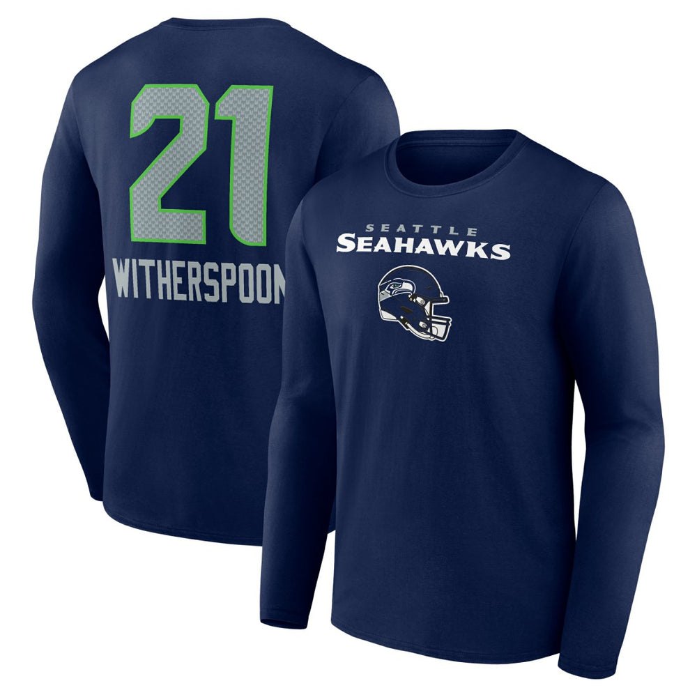 Devon Witherspoon Seattle Seahawks Team Wordmark Player Name & Number Long Sleeve T-Shirt - College Navy for sale