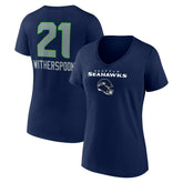 Devon Witherspoon Seattle Seahawks Women's Team Wordmark Player Name & Number V-Neck T-Shirt - College Navy online