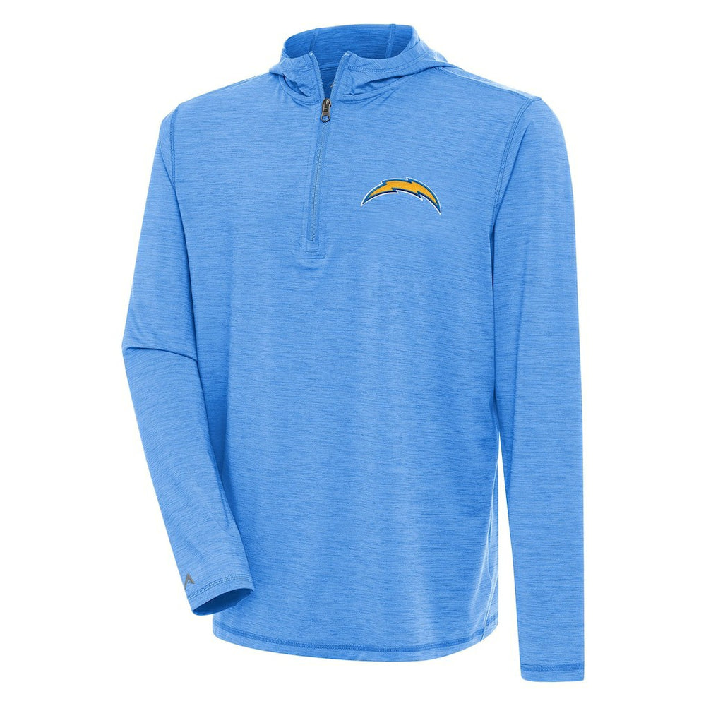 Los Angeles Chargers Antigua Tidy Quarter-Zip Pullover Hoodie - Heather Powder Blue for sale
