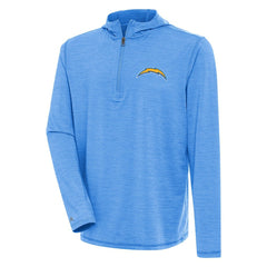 Los Angeles Chargers Antigua Tidy Quarter-Zip Pullover Hoodie - Heather Powder Blue for sale
