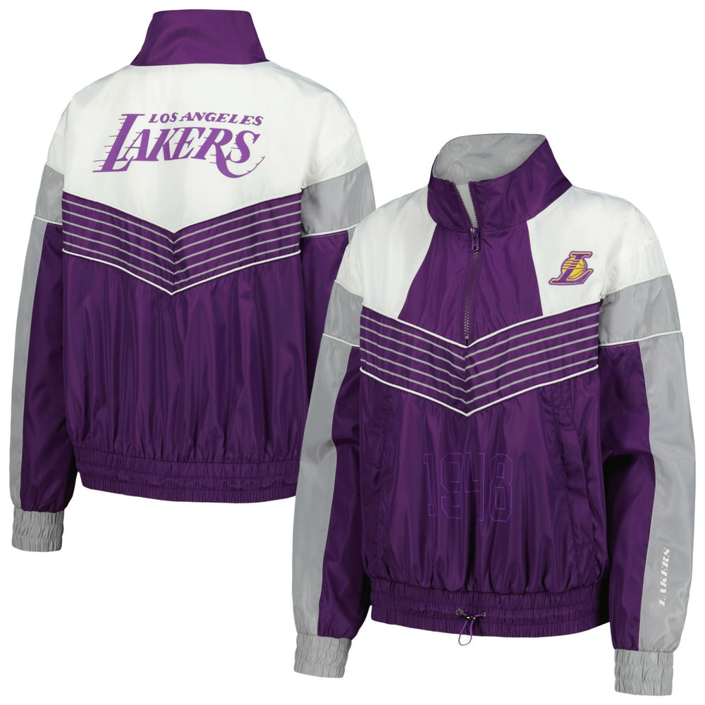 Los Angeles Lakers The Wild Collective Women's Courtside Half-Zip Track Jacket - Purple shop