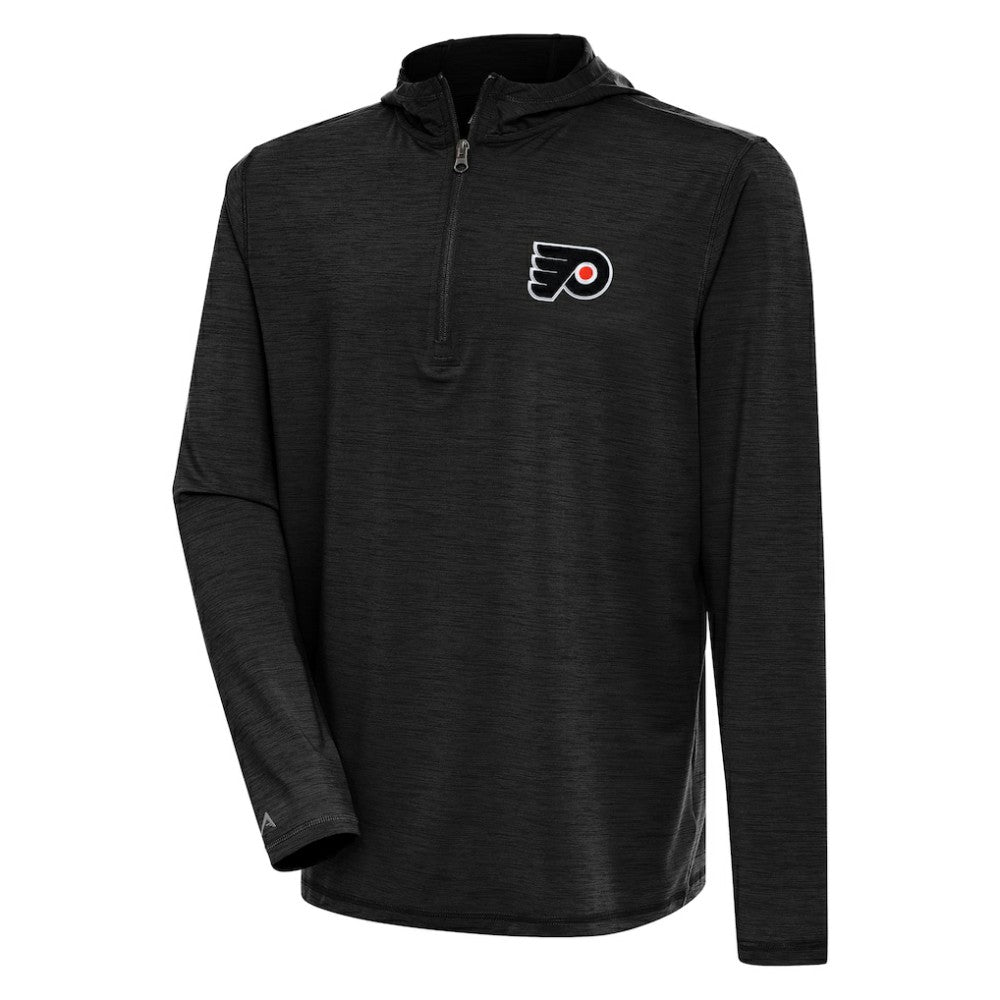 Philadelphia Flyers Antigua Tidy Quarter-Zip Pullover Hoodie - Heather Black Hoodies