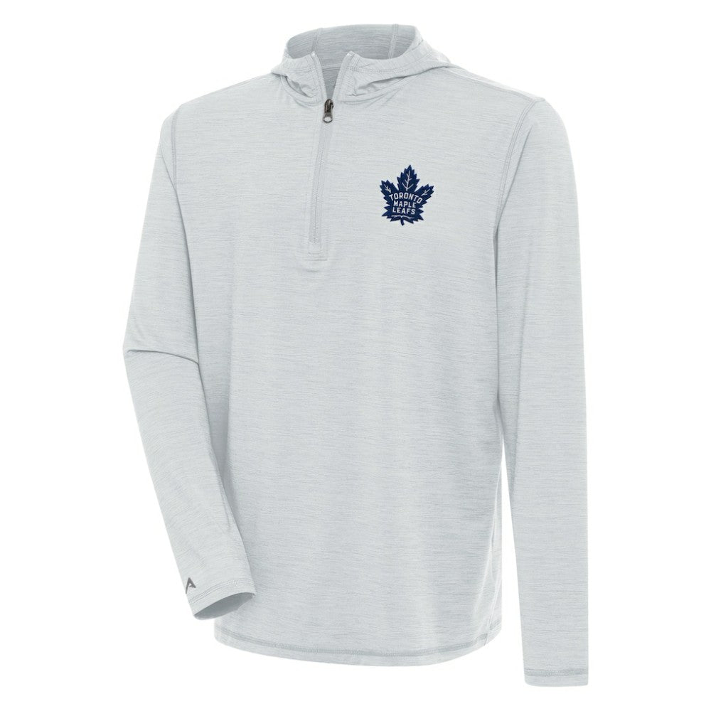 Toronto Maple Leafs Antigua Tidy Quarter-Zip Pullover Hoodie - Heather Gray Hoodies