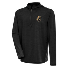 Vegas Golden Knights Antigua Tidy Quarter-Zip Pullover Hoodie - Heather Black Hoodies