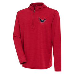 Washington Capitals Antigua Tidy Quarter-Zip Pullover Hoodie - Heather Red Hoodies