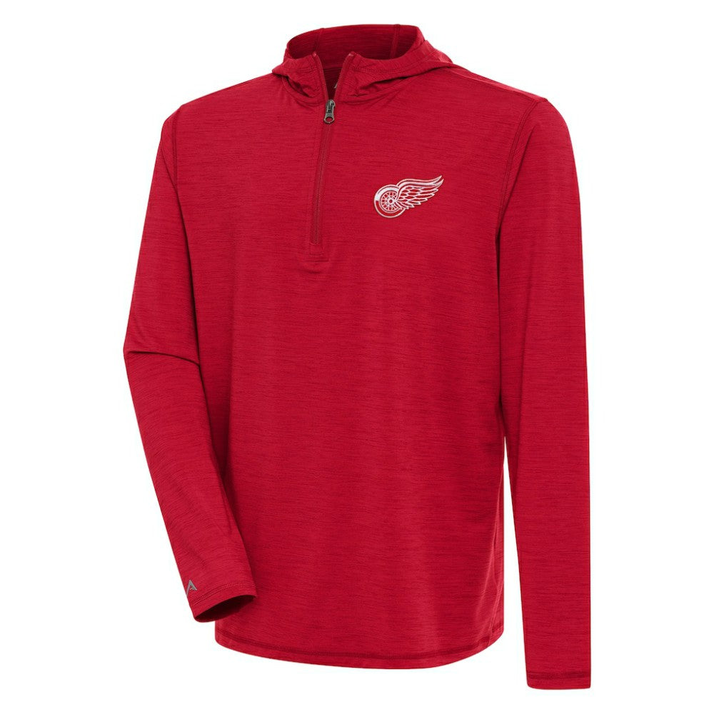 Detroit Red Wings Antigua Tidy Quarter-Zip Pullover Hoodie - Heather Red Hoodies