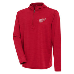 Detroit Red Wings Antigua Tidy Quarter-Zip Pullover Hoodie - Heather Red Hoodies