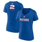 Cade Cunningham Detroit Pistons Women's Behind The Back Name & Number V-Neck T-Shirt sale - Blue sale