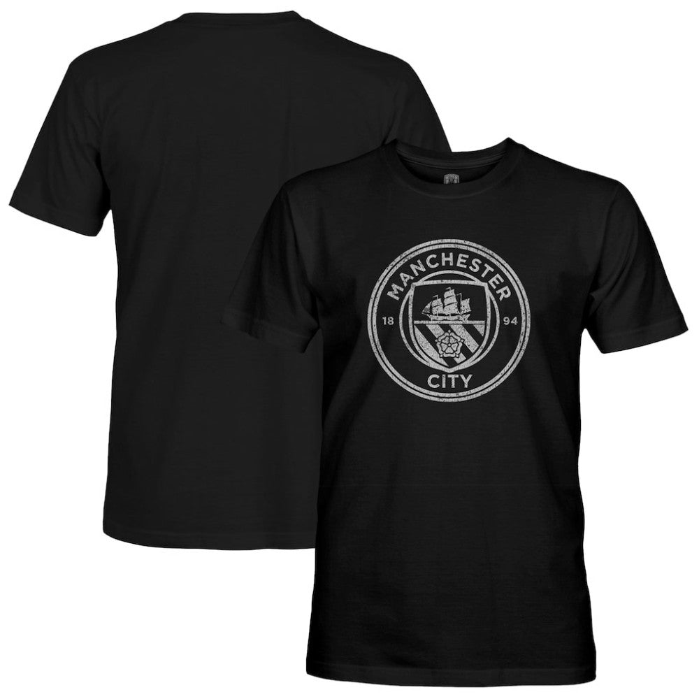 Manchester City 1863FC Mono Crest Slub T-Shirt Discount - Black