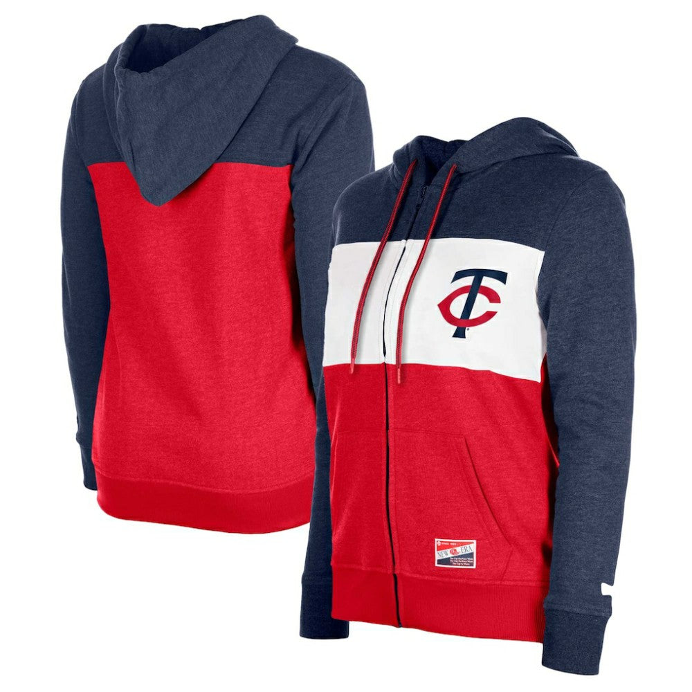 Minnesota Twins Women's Color Block Full-Zip Hoodie Jacket Navy