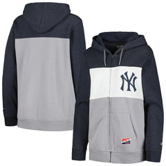 New York Yankees Women's Color Block Full-Zip Hoodie Jacket Navy