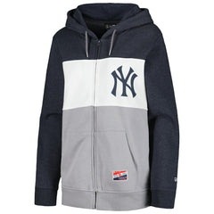 New York Yankees Women's Color Block Full-Zip Hoodie Jacket Navy