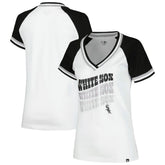 Chicago White Sox Women's Jersey Double Binding Raglan V-Neck T-Shirt White