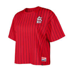 St. Louis Cardinals Women's Boxy Pinstripe T-Shirt Red