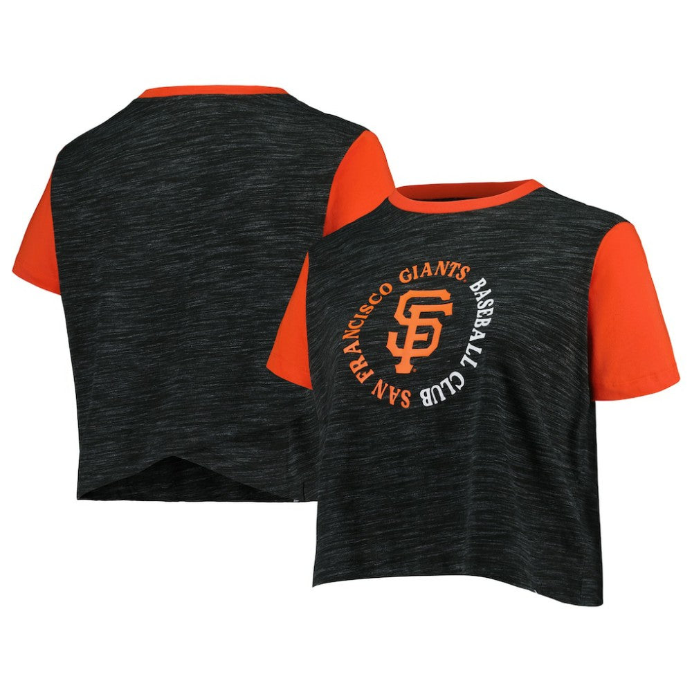 San Francisco Giants Women's Plus Size Crossover Back Cropped T-Shirt Black