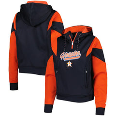 Houston Astros Women's Color Block Fleece Quarter-Zip Hoodie Navy