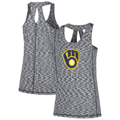 Milwaukee Brewers Women's Space Dye Keyhole Back Tank Top Navy