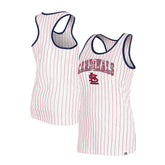 St. Louis Cardinals Women's Sequin Pinstripe Racerback Tank Top White