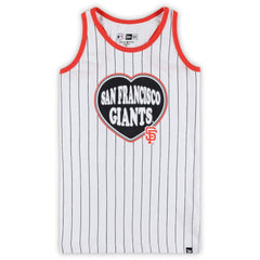 San Francisco Giants Girls Youth Pinstripe Tank Top White