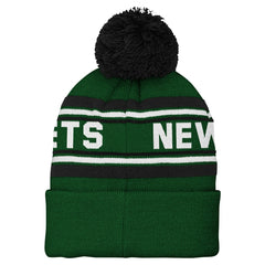 New York Jets Youth Jacquard Cuffed Knit Hat with Pom - Green for sale