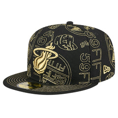 Miami Heat 59FIFTY Day Allover Print Stencil Fitted Hat - Black sale